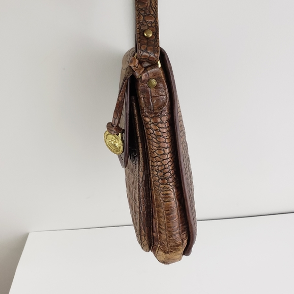Brahmin Cognac Croc Embossed Leather Crossbody - Picture 10 of 14